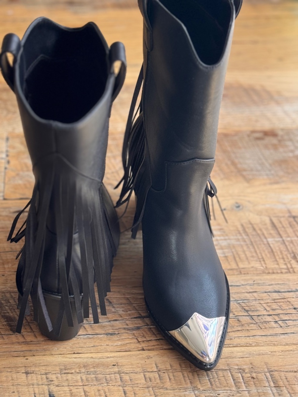 Lulu's Black Fringe Western Boots, Size 7.5 - Picture 6 of 9